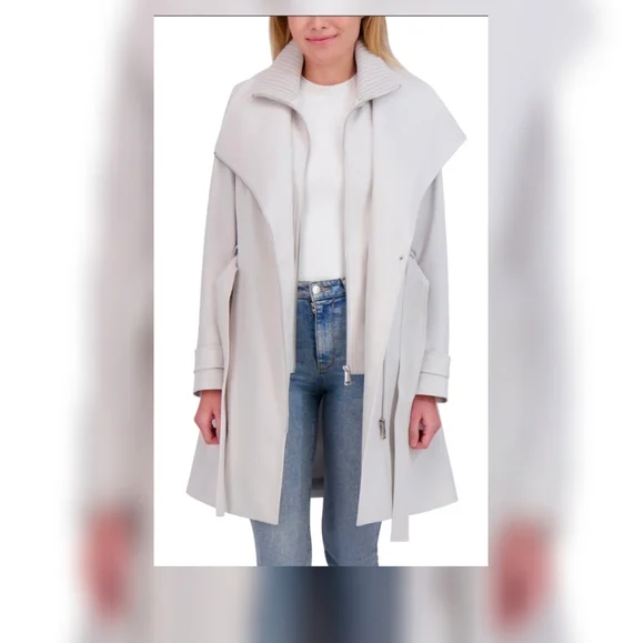 NWT Halston Women's Belted Trench Coat S (4-6) - Picture 4 of 12